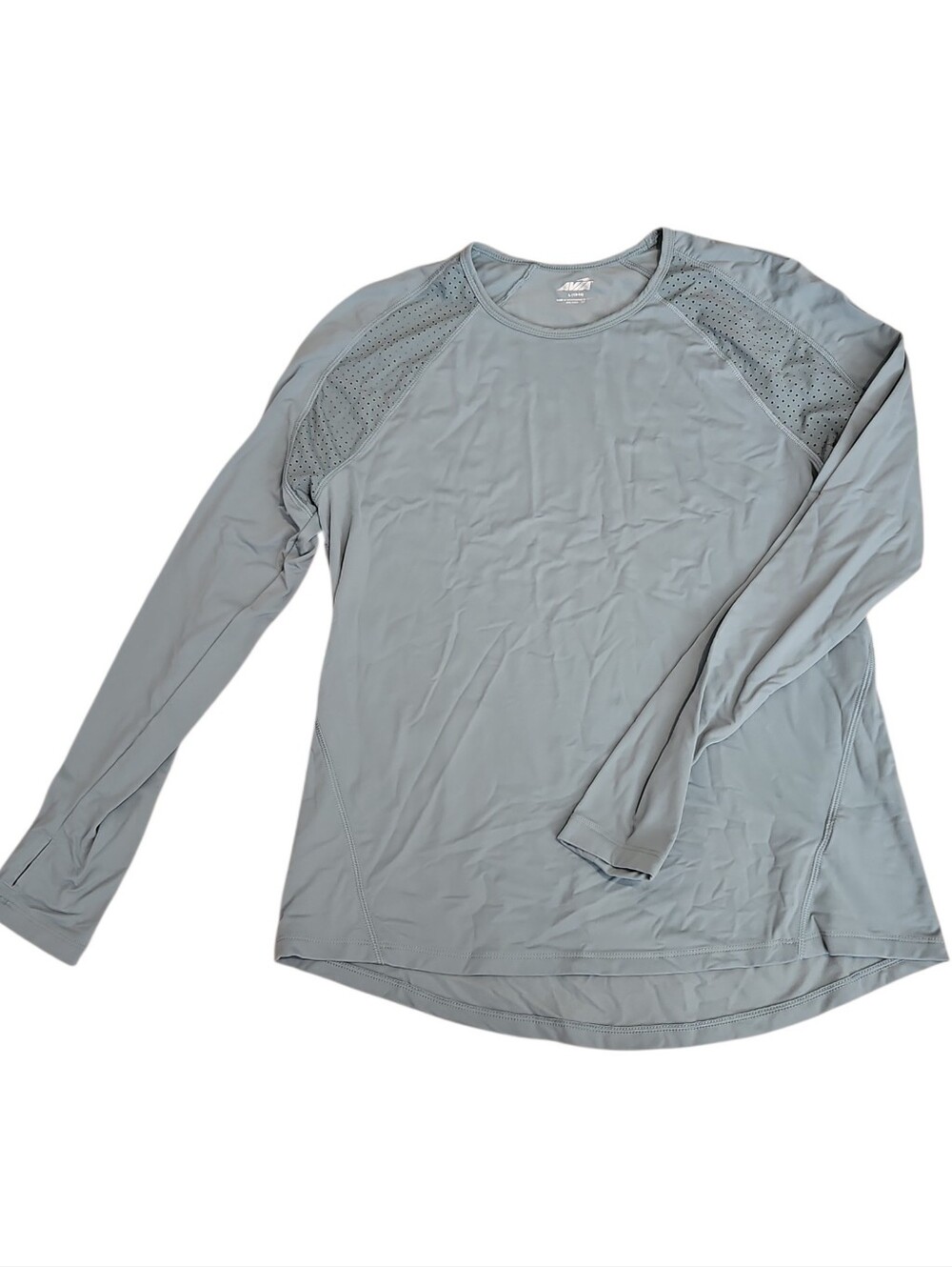 Green Sage Long-Sleeve Performance Shirt Fleece Lined Thumb Holes Avia Size Larg